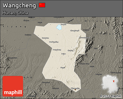 Shaded Relief Map of Wangcheng, darken