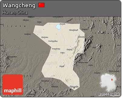 Shaded Relief Map of Wangcheng, darken