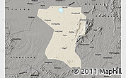 Shaded Relief Map of Wangcheng, darken, semi-desaturated