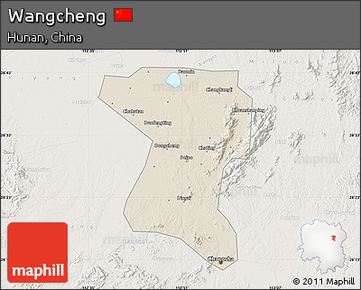 Shaded Relief Map of Wangcheng, lighten