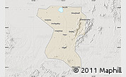 Shaded Relief Map of Wangcheng, lighten, semi-desaturated