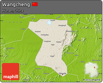 Shaded Relief Map of Wangcheng, physical outside