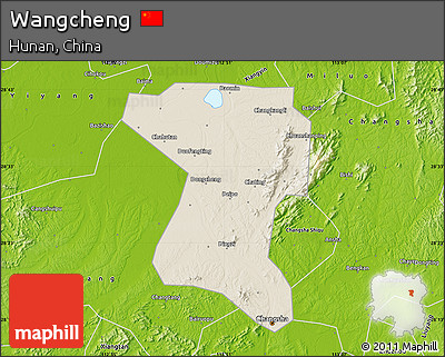 Shaded Relief Map of Wangcheng, physical outside