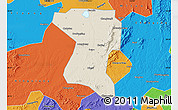 Shaded Relief Map of Wangcheng, political outside