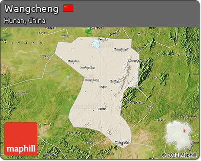 Shaded Relief Map of Wangcheng, satellite outside