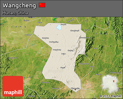 Shaded Relief Map of Wangcheng, satellite outside
