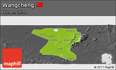 Physical Panoramic Map of Wangcheng, darken, desaturated