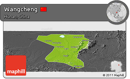 Physical Panoramic Map of Wangcheng, darken, desaturated