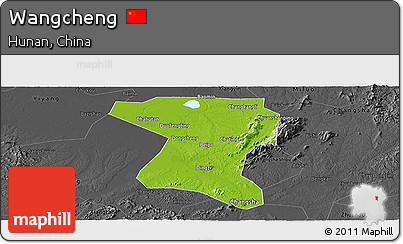 Physical Panoramic Map of Wangcheng, darken, desaturated