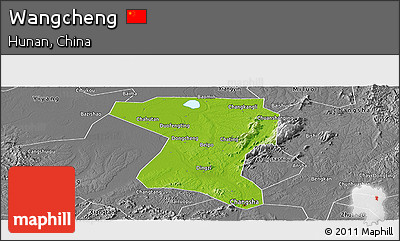 Physical Panoramic Map of Wangcheng, desaturated