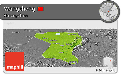 Physical Panoramic Map of Wangcheng, desaturated