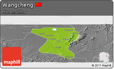 Physical Panoramic Map of Wangcheng, desaturated