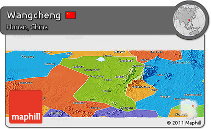 Physical Panoramic Map of Wangcheng, political outside