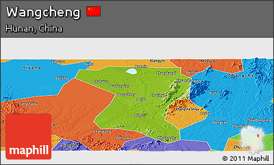 Physical Panoramic Map of Wangcheng, political outside