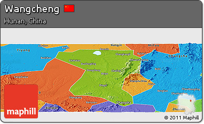 Physical Panoramic Map of Wangcheng, political outside