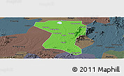 Political Panoramic Map of Wangcheng, darken, semi-desaturated