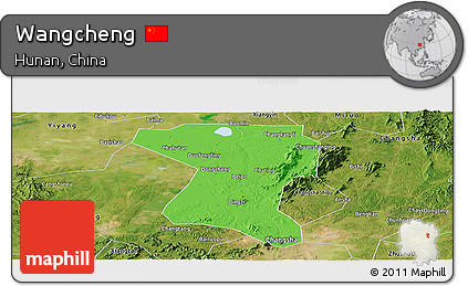 Political Panoramic Map of Wangcheng, satellite outside
