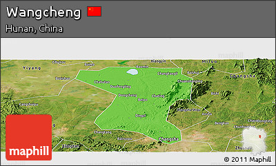 Political Panoramic Map of Wangcheng, satellite outside