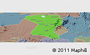 Political Panoramic Map of Wangcheng, semi-desaturated