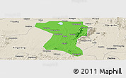 Political Panoramic Map of Wangcheng, shaded relief outside