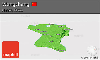 Political Panoramic Map of Wangcheng, single color outside