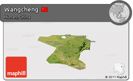 Satellite Panoramic Map of Wangcheng, cropped outside