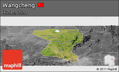 Satellite Panoramic Map of Wangcheng, desaturated