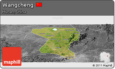 Satellite Panoramic Map of Wangcheng, desaturated