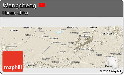 Shaded Relief Panoramic Map of Wangcheng