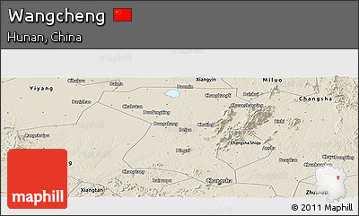 Shaded Relief Panoramic Map of Wangcheng