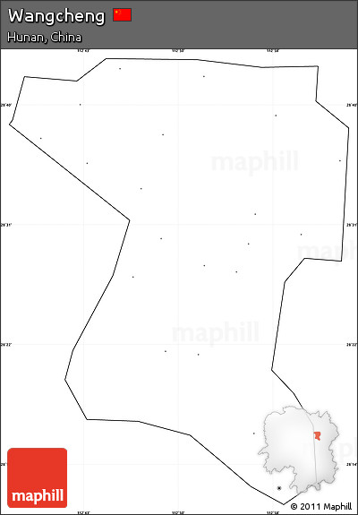 Blank Simple Map of Wangcheng, cropped outside, no labels