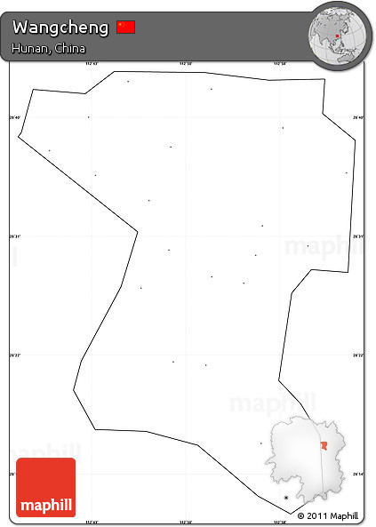 Blank Simple Map of Wangcheng, cropped outside, no labels