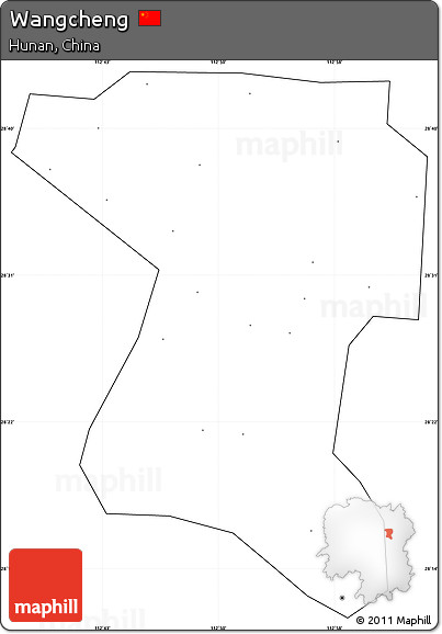 Blank Simple Map of Wangcheng, cropped outside, no labels