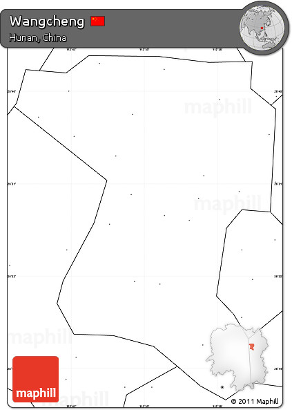 Blank Simple Map of Wangcheng, no labels