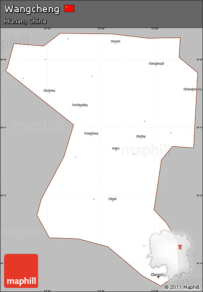 Gray Simple Map of Wangcheng, cropped outside
