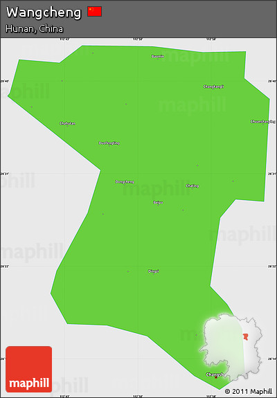 Political Simple Map of Wangcheng, single color outside