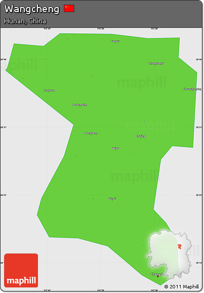 Political Simple Map of Wangcheng, single color outside