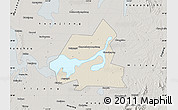 Shaded Relief Map of Xiangyin, semi-desaturated