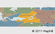 Political Panoramic Map of Xiangyin, semi-desaturated