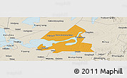 Political Panoramic Map of Xiangyin, shaded relief outside