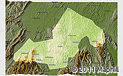 Physical 3D Map of Xinning, darken