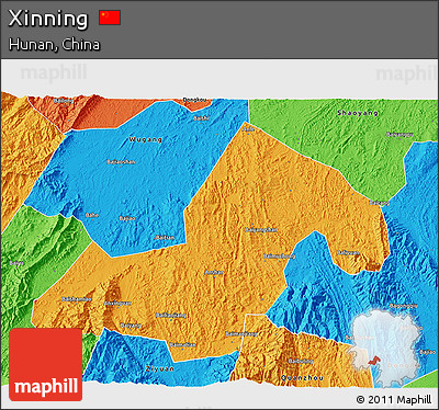 Political 3D Map of Xinning