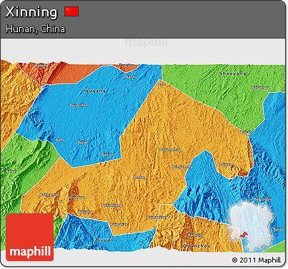 Political 3D Map of Xinning
