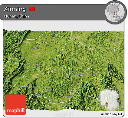 Satellite 3D Map of Xinning
