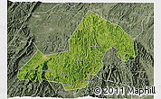 Satellite 3D Map of Xinning, semi-desaturated