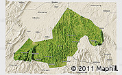 Satellite 3D Map of Xinning, shaded relief outside