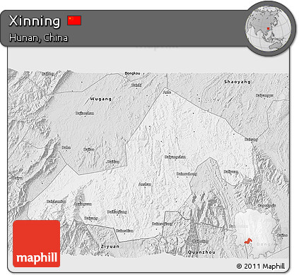 Silver Style 3D Map of Xinning