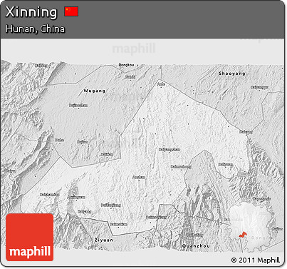 Silver Style 3D Map of Xinning