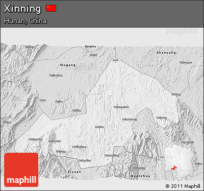 Silver Style 3D Map of Xinning