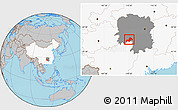 Gray Location Map of Xinning, highlighted country, highlighted parent region